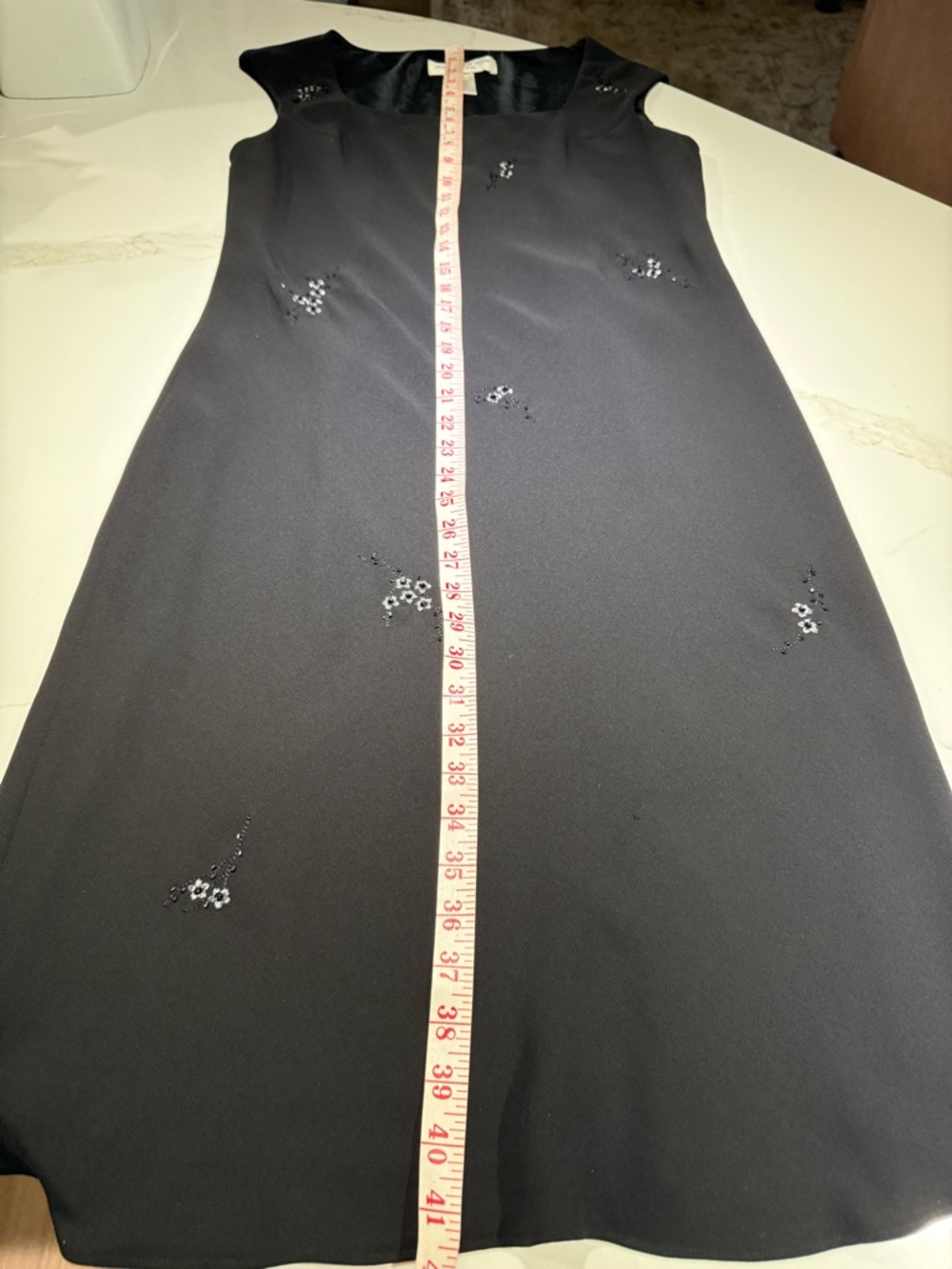 JONES NEW YORK Square neck, Cap Sleeves, Beaded, Fully Lined Dress, Black - Picture 4 of 13